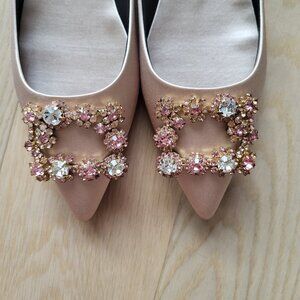 New Roger Vivier Flower Strass Buckle Ballerinas